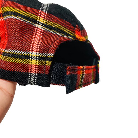 The House of Edgar Red Tartan Plaid Ball Cap Black Velvet Visor - Picture 5 of 6